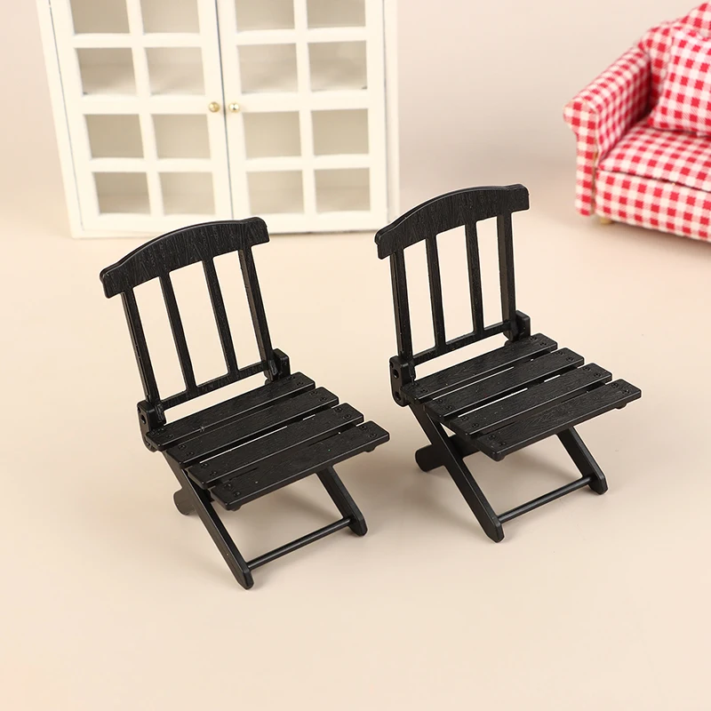 1/12 Dollhouse Foldable Beach Chair Model Dollhouse Mini Outdoor Casual Chair Dolls House Furniture Accessories