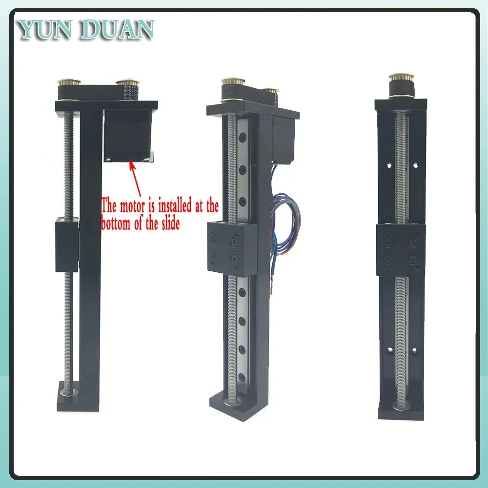 Mini Synchronous Pulley Linear Module Trapezoidal Screw Slide Table Line Rail 1-12mm Pitch Nema11 Motor 50~300mm Stroke