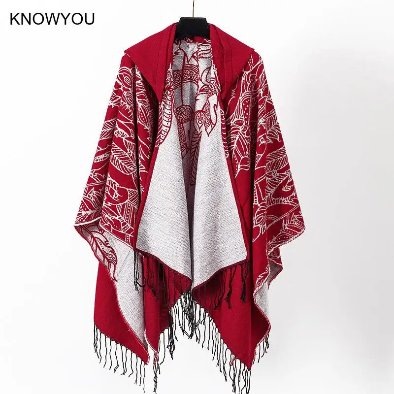 Vintage Tassel Cape Coat Fringe Poncho Men Coat Bohemian Shawl Scarf Warm Cashmere Blend Pashmina Print Capes Bigsize Shawl