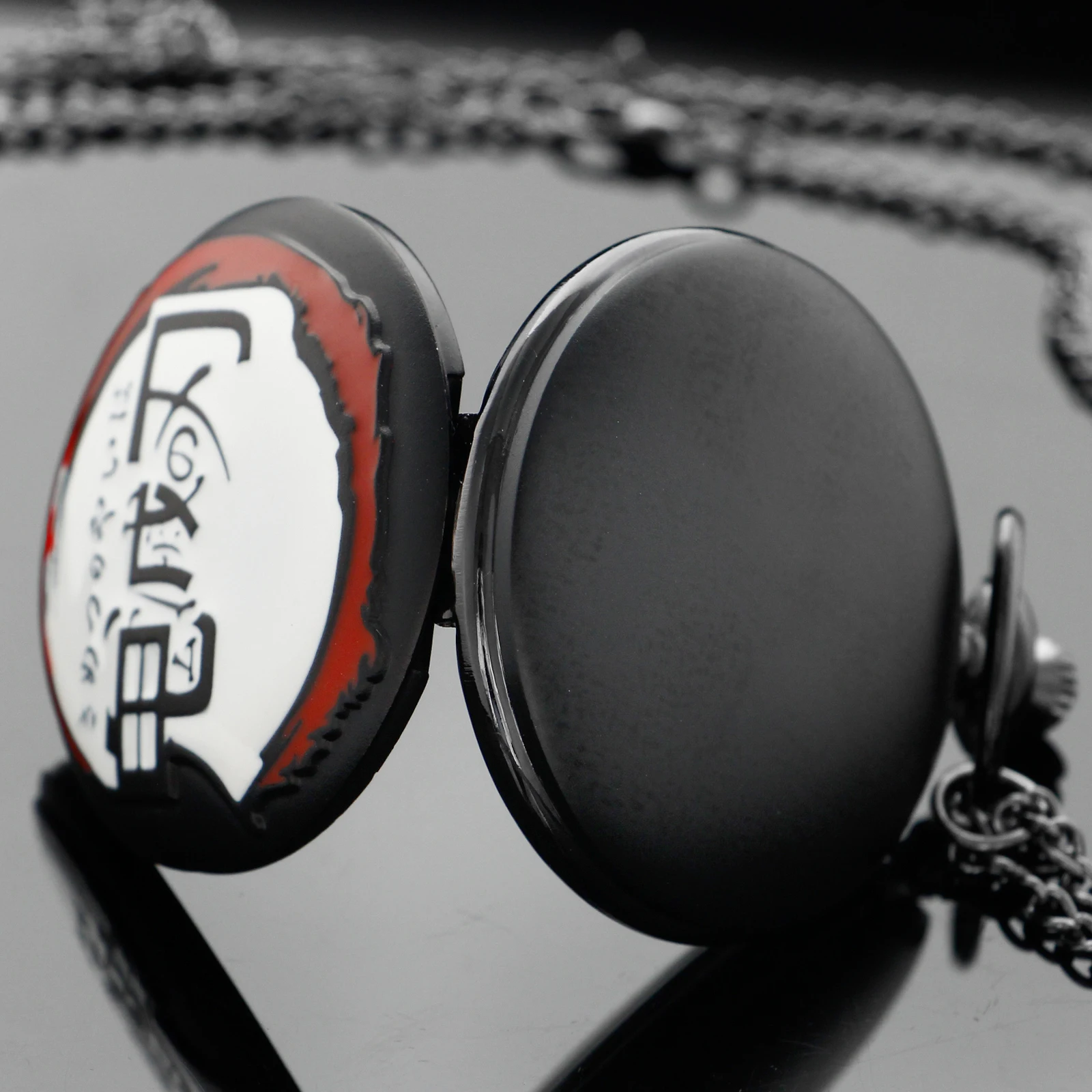 Vintage Anime Demon Slayer Design Quartz Pocket Watch Pocket Watches for Women Men with Fob Chain Christmas Birthday Gifts