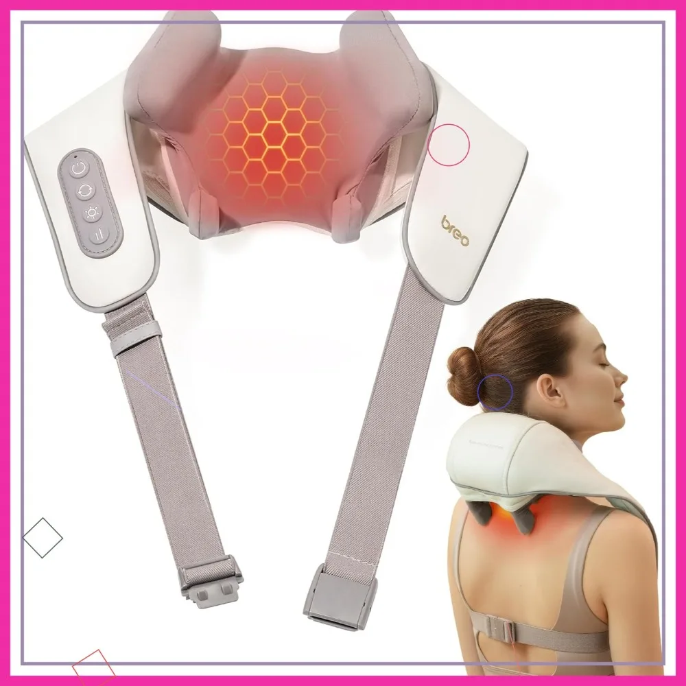 5D Shiatsu Neck & Shoulder Massager with Heat, Hands-Free Wearable Deep Kneading Pain Relief, Portable for Office Home Travel