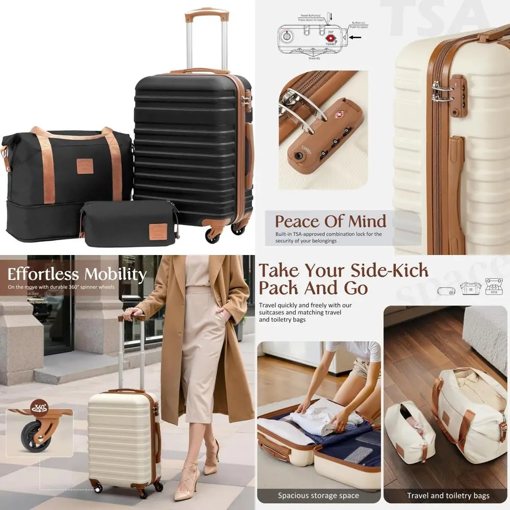 

Набор чемоданов Hardside Spinner из трех предметов с замком TSA, размер ручной клади, черный (большой, средний, маленький)