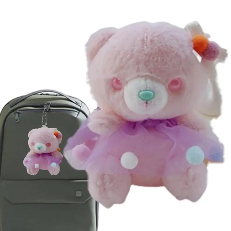 Peluche orso portachiavi 4.3 pollici orso peluche borsa ciondolo Mini peluche orso giocattolo per ragazze donne appendere ornamento zaino peloso