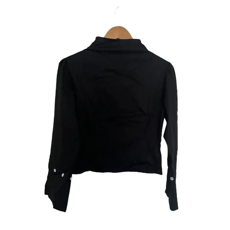 Dark Gothic retro style double breasted long sleeved shirt top slimfit spicy girl high street fashion versatile long sleeved top