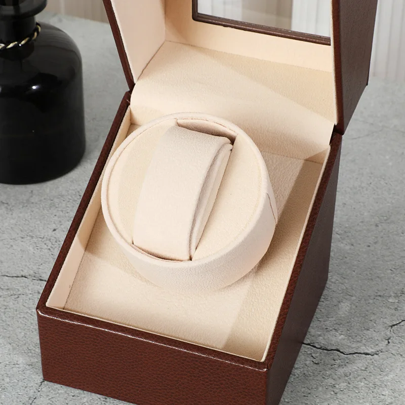 In Stock Leather Shaking Watch Household Machinery Watch Roll Case High-End Automatic Winding Box Watch Packaging Display Box