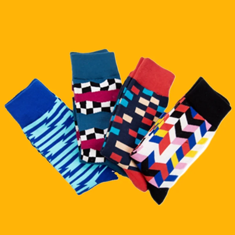 2/5 Pairs New Autumn And Winter Socks Cotton Geometric Pattern Socks Casual Fashion Mid-tube Trendy Socks