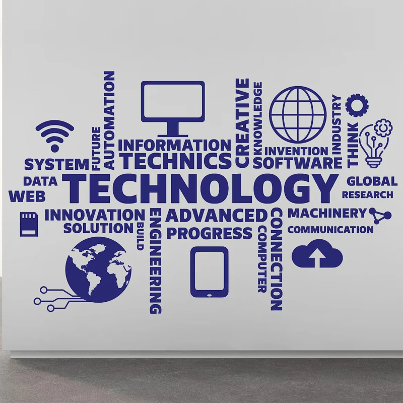 Technology Vinyl Wall Art Decal, Circuit Board  Office Wall Decor, Business Software vinyl Sticker, Computer It Decor S821