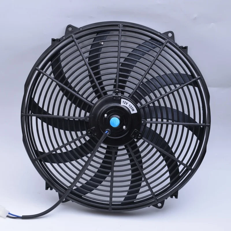 1pc 16 Inch Universal 12V 120W Puller Radiator Car Air Conditioning Cooling Fan Outward Ventilation High Airflow Electric Motor Exhaust Fan Auto Condenser Cooling Fan for Car Truck SUV RV Engine Bay AC Cooling System Repair Parts Auto Engine Exhaust Fan