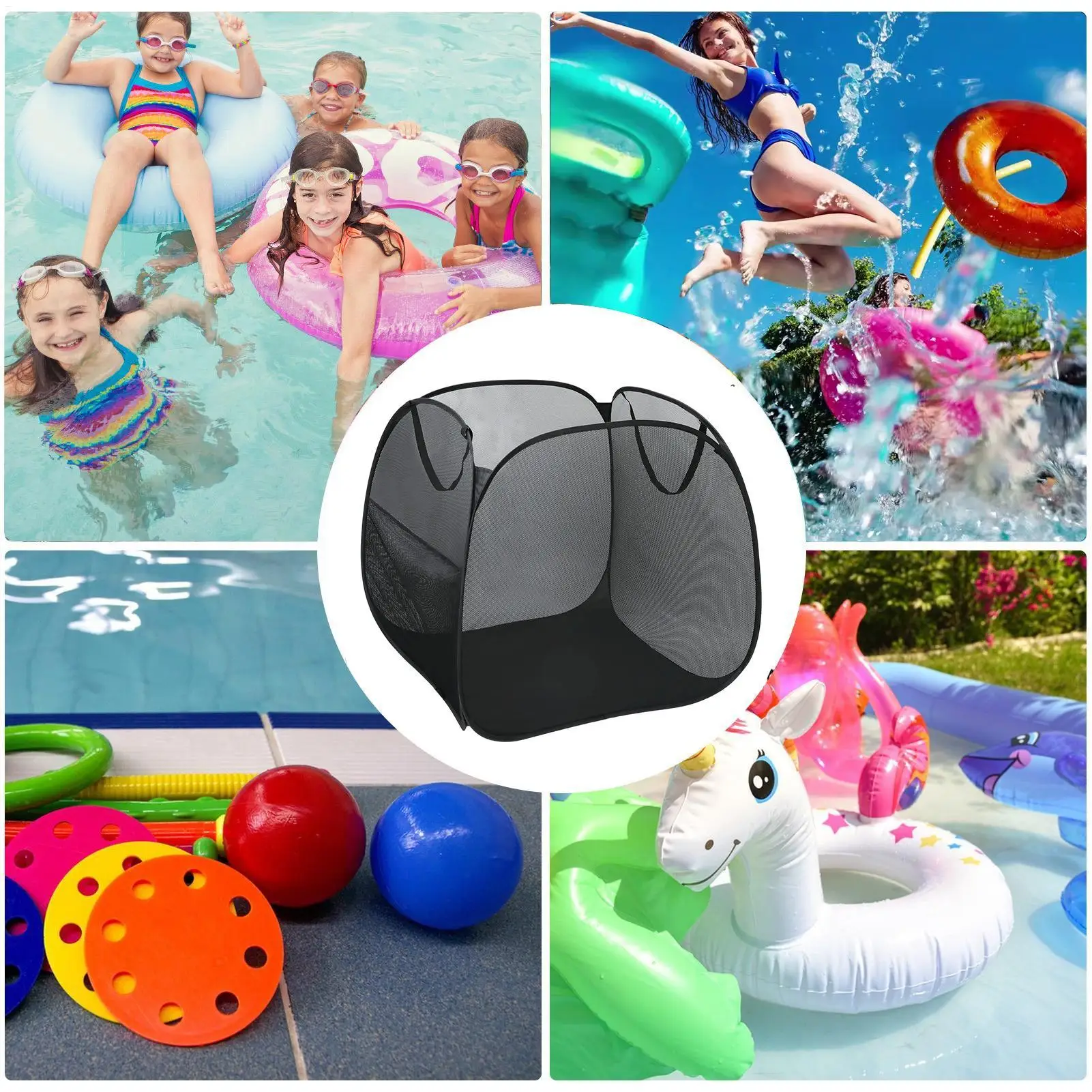 

Pool Accessory Storage Basket Large Capacity With Side Handles Pool Toy Organizer For Small Backyard For Beach Balls Towels