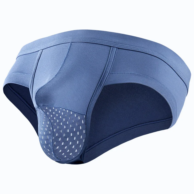 Men Sexy Big Pouch Breathable Sporty Briefs Shorts Penis Scrotum Separate Boxers with Honeycomb Shape Inner Erotic Clubwear