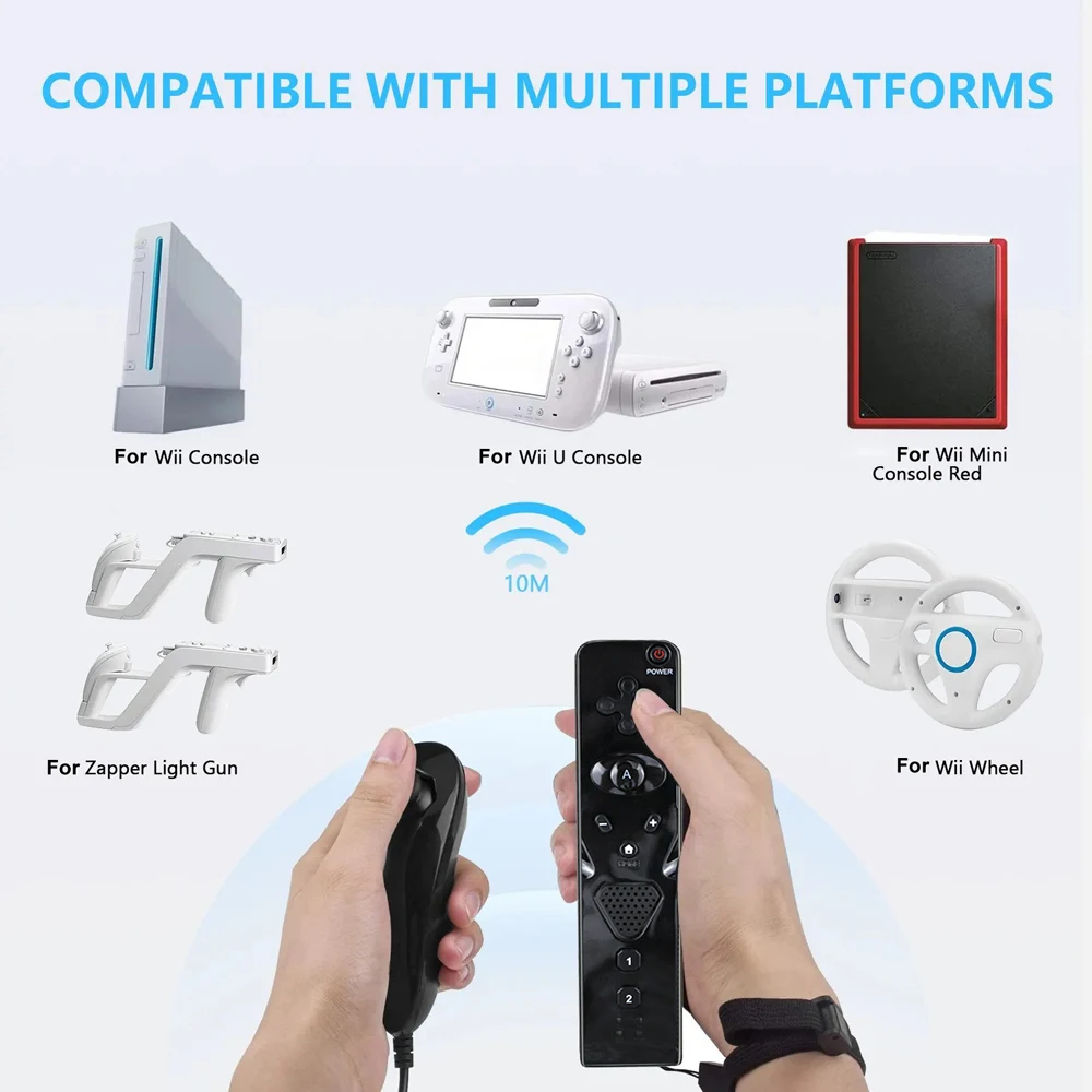 Wii U 조이스틱 게임 패드 컨트롤러 세트, Wii 액세서리용 모션 플러스 비디오 게임, 무선 원격 호환, 2 in 1