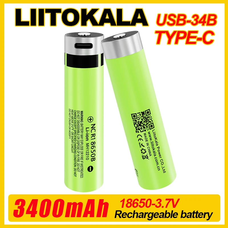 1-16pcs LiitoKala USB-34B Type-C 18650 3500mAh 3.7V Rechargeable Li-ion Battery for Flashlight Microphone Fan Electric Razor