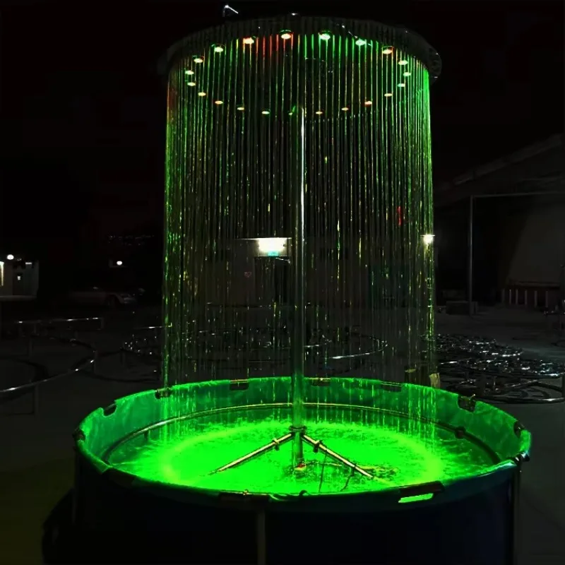 Outdoor Software Control Graphical Digital Waterfall Colorful Light Fountains Water Rain Curtain