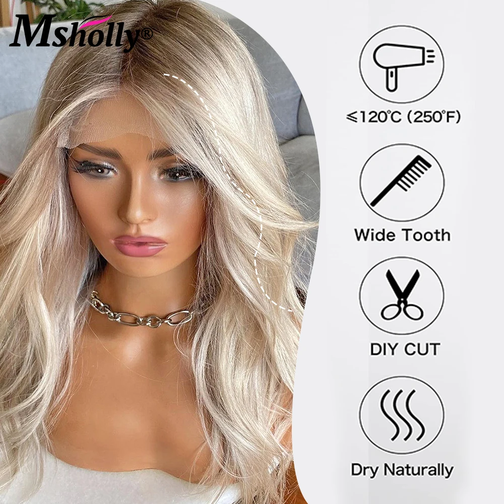 Msholly Christmas Creamy Blonde Body Wave 100% Real Human Hair Wig 200% Density Ash Blonde Pre Cut Ready To Wear Remy Wigs