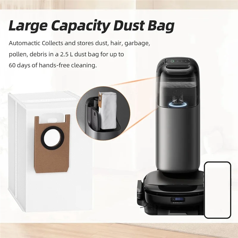 Abng 14 pçs sacos de pó substituição para eufy omni s1 pro robô aspirador pó grande capacidade sacos coleta poeira