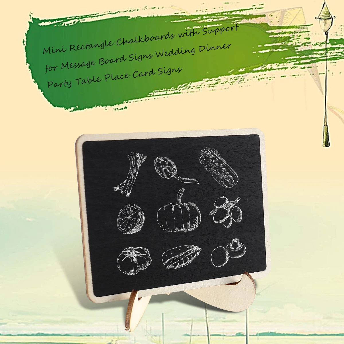 

10 Pcs Vertical Blackboard Mini Chalkboards Erasable Wood Bamboo with Place Sign Price Tag