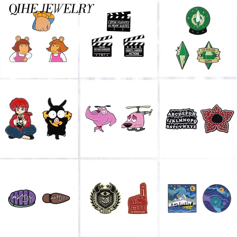 2-3 Stück/Set Sci-Fi-Horrorfilme Rote Kannibalen-Blumen Emaille-Pin Komödie Anime Rosa Hund Brosche Anstecknadel Schmuck Freundesgeschenk