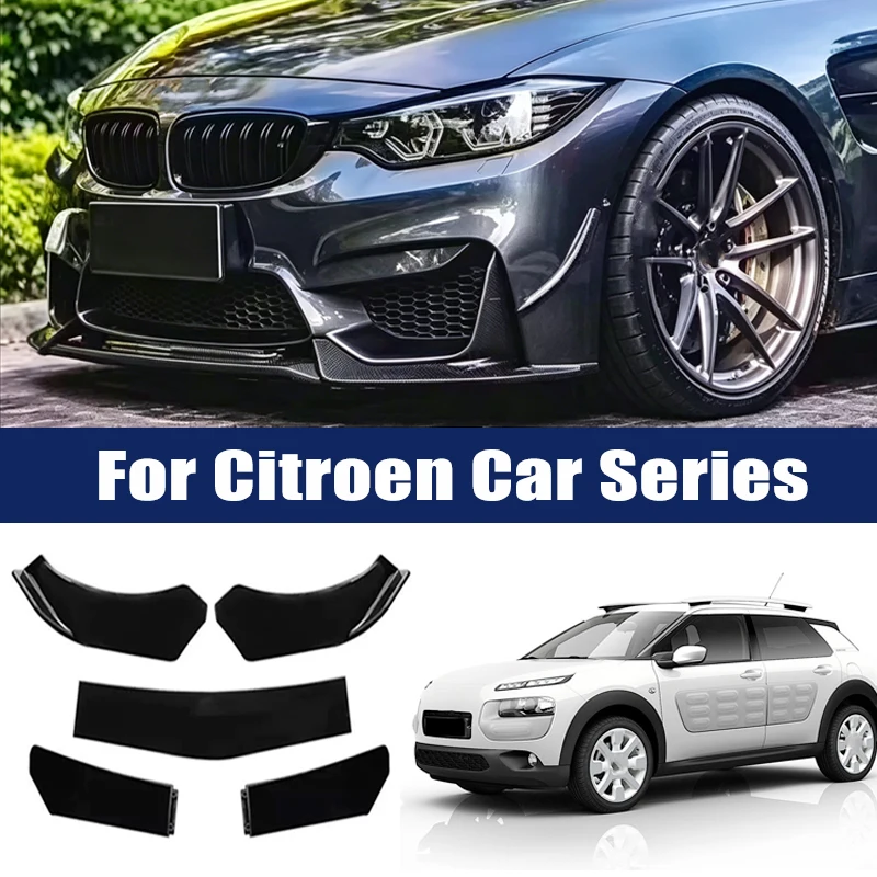 5Pcs ABS Front Bumper Lip Body Kit Spoiler Splitter Canard Trim Exterior Accessories For Citroen C3 C4 C4L C5 C6 Berlingo Jumpy