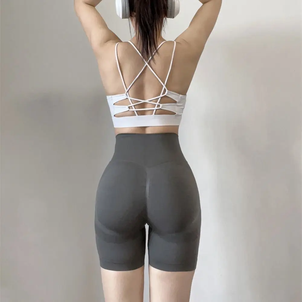 

Breathable Fabric Seamless Yoga Pants Lift Butt Design High Elasticity High Waist Tights Peach Hip Mid-length Pant