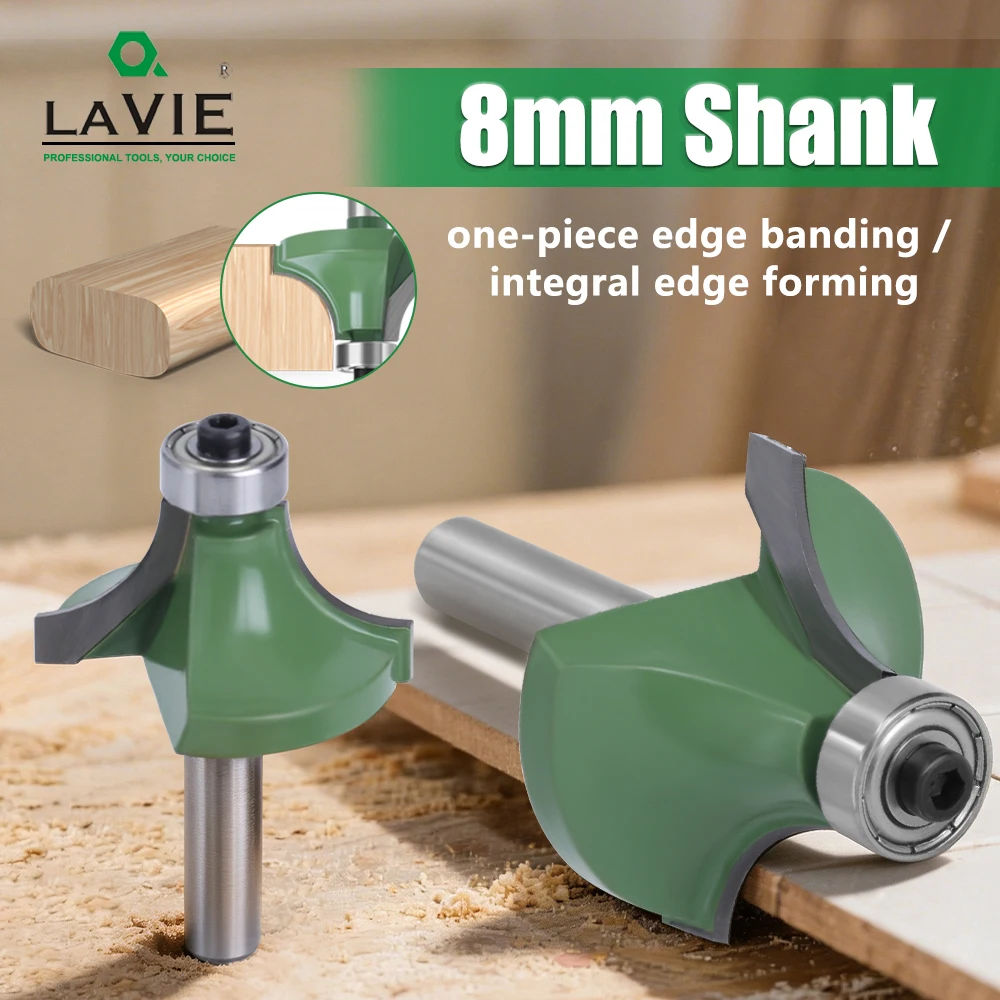 LAVIE 8mm Shank Round Over Router Bit Set Carbide Corner Radius Woodworking Edge Forming Milling Cutter 19.05 To 38.1 Diameter