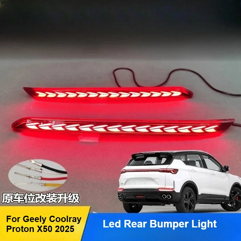 

For Geely Coolray Proton X50 2025 Led Rear Bumper Reflector Light Dymanic Turn Signal Brake Lamp Tail Warning Lights Accessories