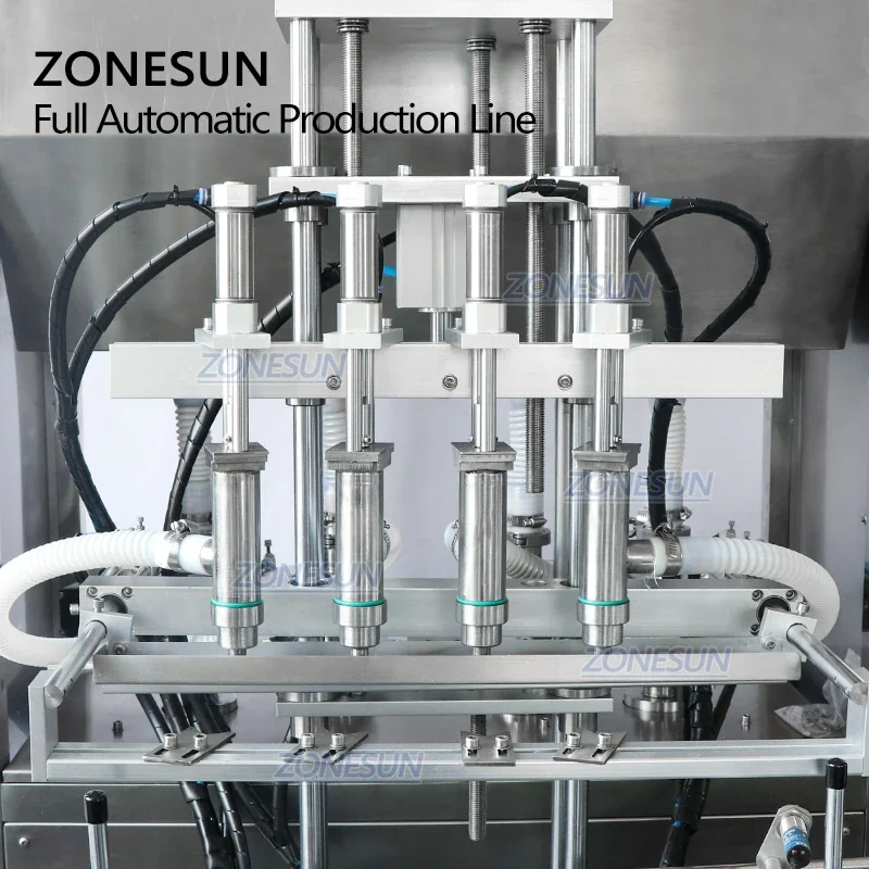 ZONESUN Automatic F-style Cream Lotion Paste Liquid Filling and Capping Machine With Cap Feeder Production Line