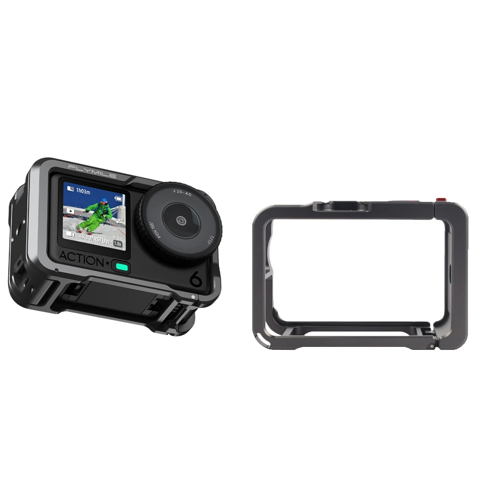 

Aluminum Protective Frame Case for DJI OSMO Action 6, Metal Rabbit Cage Protective Frame Housing Sleeve with Cold Shoe Mount