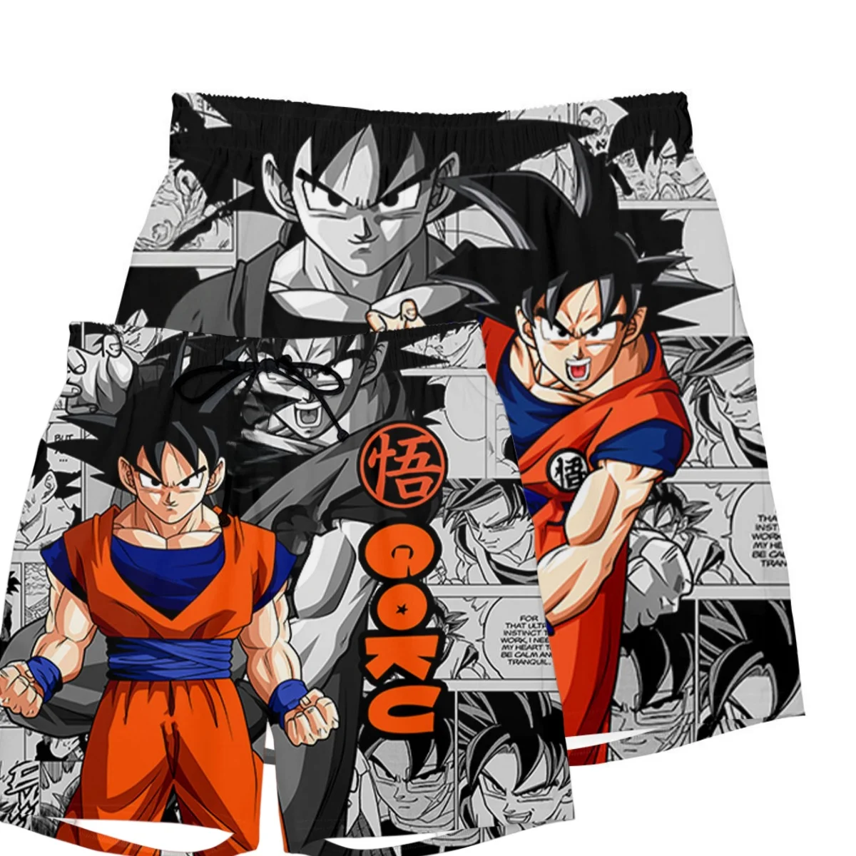 

2026 Summer New Dragon Ball Z Goku Manga Style Print Quick Dry Shorts Men Anime Kanji Casual Breathable Beach Shorts