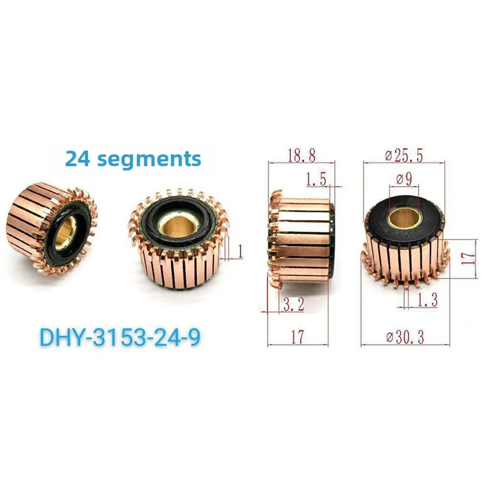 1 Pcs 24P Teeth Copper Hook Type Commutator 25.5x9x17mm For Electric Motor Power Tool And Appliance Repair Part For Test Tool