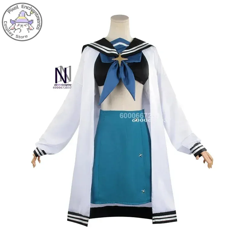 Gushing over الفتيات السحرية أنيمي أكويا ماتاما تأثيري حلي البحرية موحدة معطف مثير تنورة شعر مستعار امرأة هالوين كرنفال البدلة