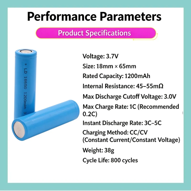 10PCS 18650 Lithium Battery Flat Head 3.7V Rechargeable for Electric Fan Toy Tool Vehicle Mobile Power Supply Energy Storage