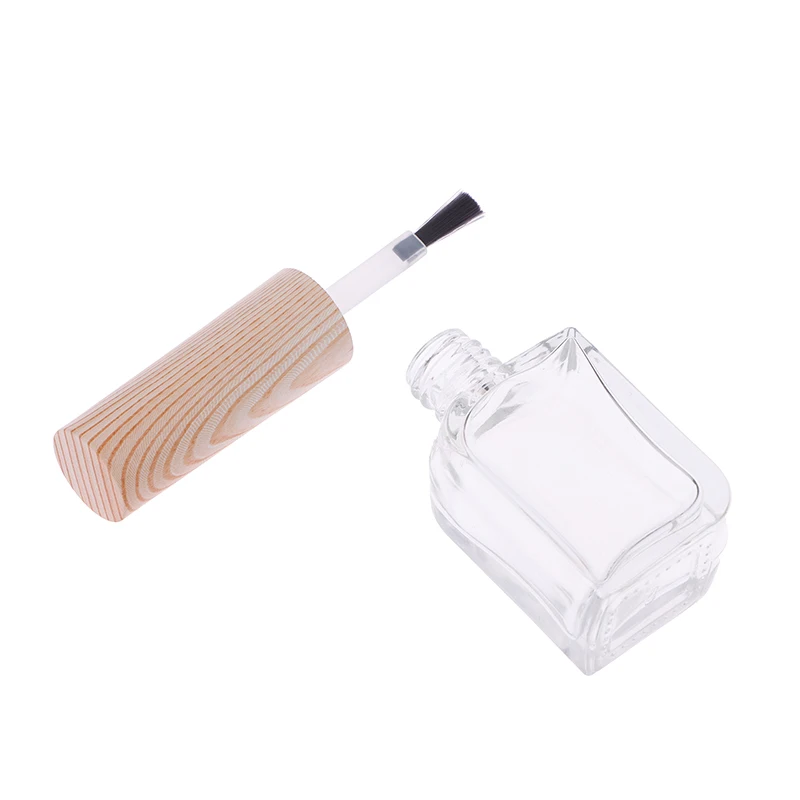 Garrafas vazias de esmalte, Tampa de grão de madeira, Recipiente com uma escova de tampa, Maquiagem Nail Gel Containers, 11ml