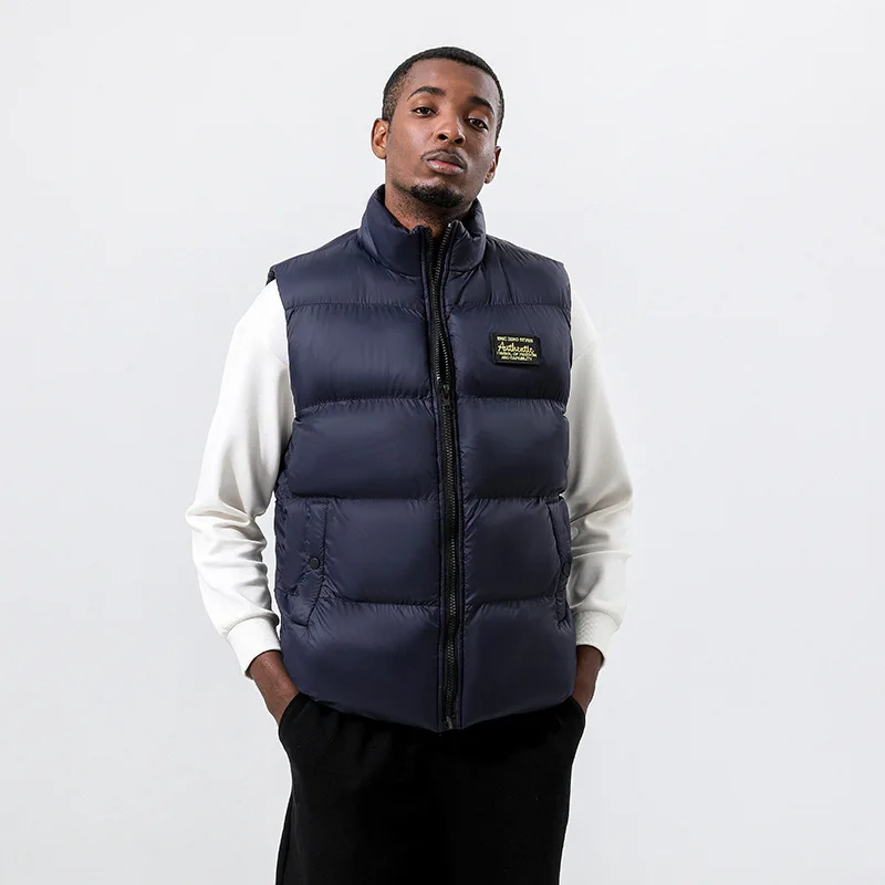 عبر الحدود جديد المخملية سميكة الرجال سترة الوقوف طوق فضفاض دافئ الخريف والشتاء الرجال القطن سترة دون أكمام سترة #2