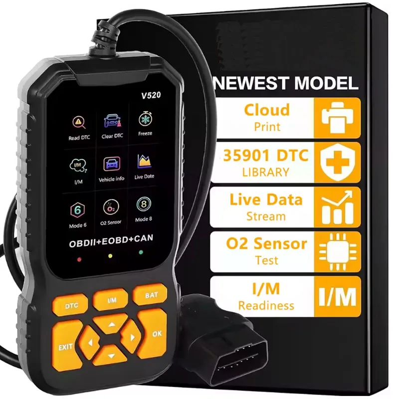 

Профессиональный сканер Code Reader V520 для диагностики автомобилей, многоязычный, считывает данные OBD2 в реальном времени, детектор ошибок OBD2.