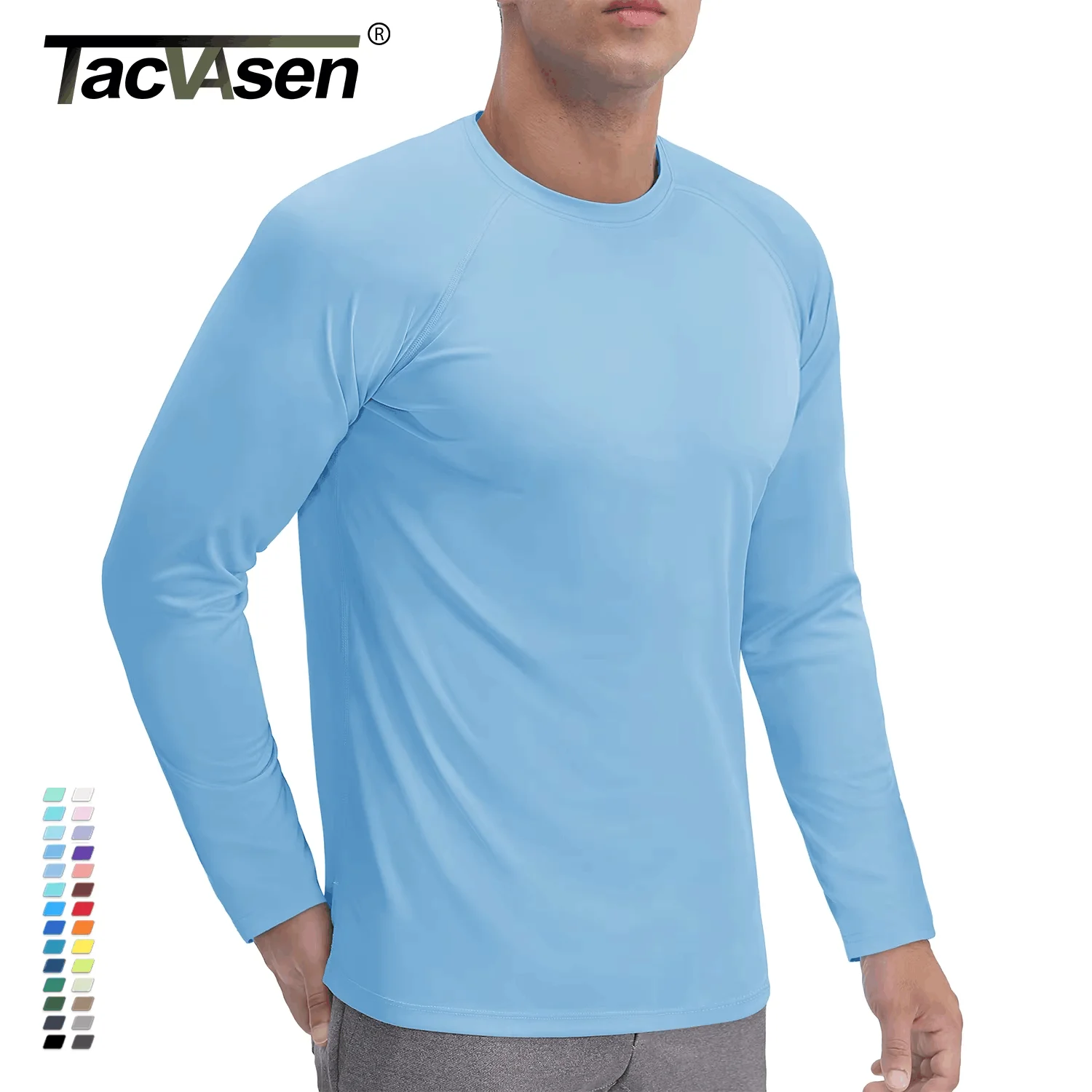 TACVASEN Men's Sun Protection T-shirts Summer UPF 50+ Long Sleeve Performance Quick Dry Breathable Hiking Fish T-shirts UV-Proof