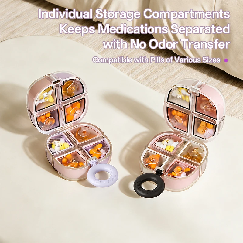 Compact Yet Spacious Double-Layer 8-Compartment Pill Case Daily Organizer Odor-Free Detachable for Easy Cleaning