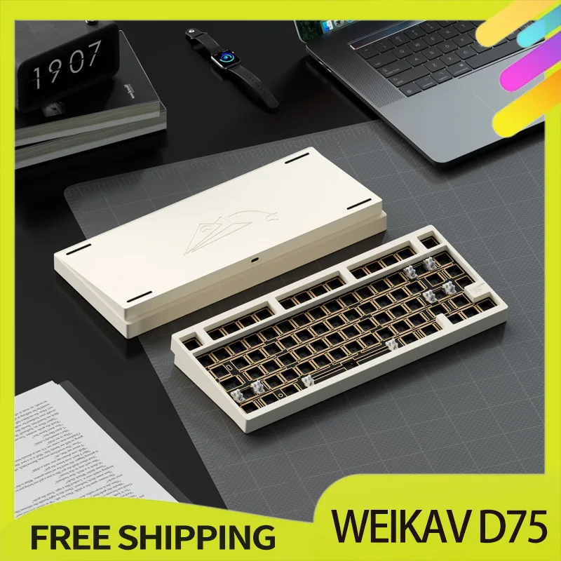 WeikAbility-Kit de clavier mécanique sans fil, trois modes, RVB, rétroéclairage, échange à chaud, alliage d'aluminium, prise en charge personnalisée Qmk, via, D75