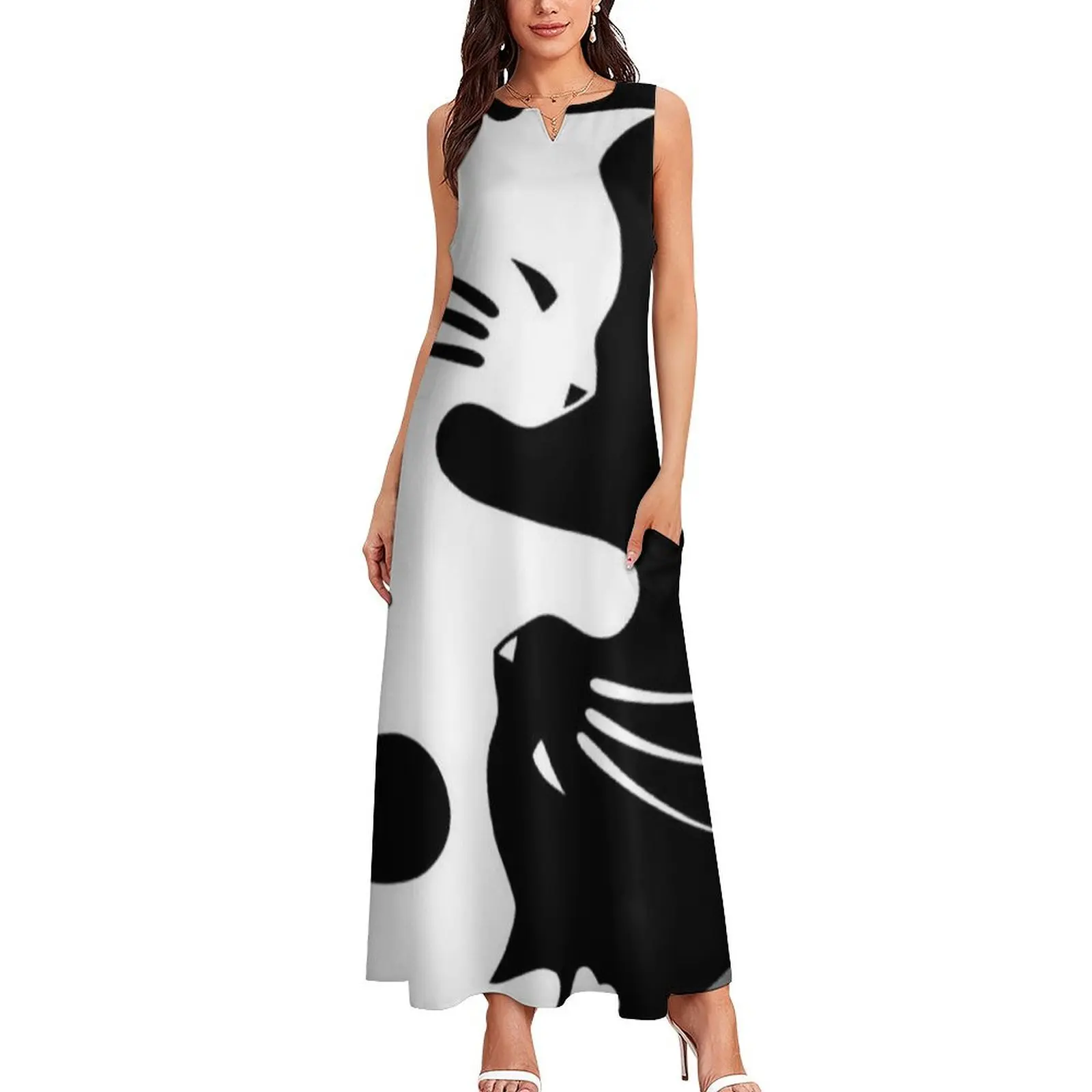 yin and yang cats Long Dress clothes for women elegant chic women dresses promotion