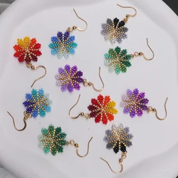 BLUESTAR Dropped Flower Stud Earrings for Women Girl French Ins Vintage Fashion Miyuki Beaded Korean Wedding Romantic Jewelry