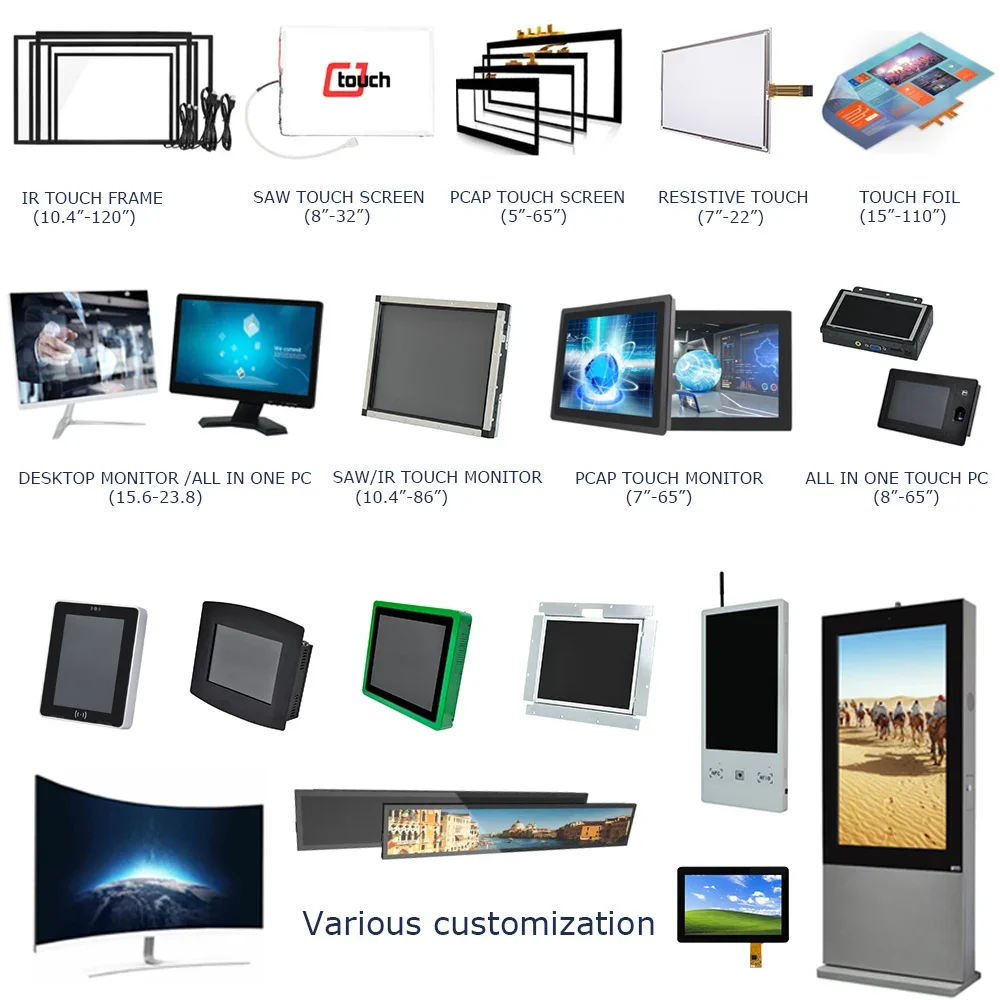 Cheap 21.5 Capacitive Industrial lcd TFT Touch screen Monitors for kiosk ATM