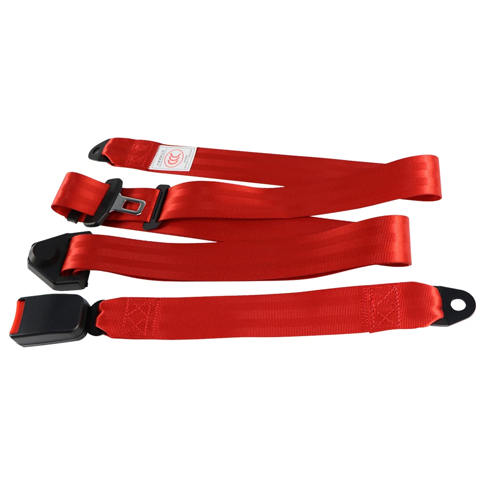 1 PCS Universal 3 Point Safety Belt Tenacity Polyester Car Tenacity Extension Strap Red Lap Safety Belt 250CM