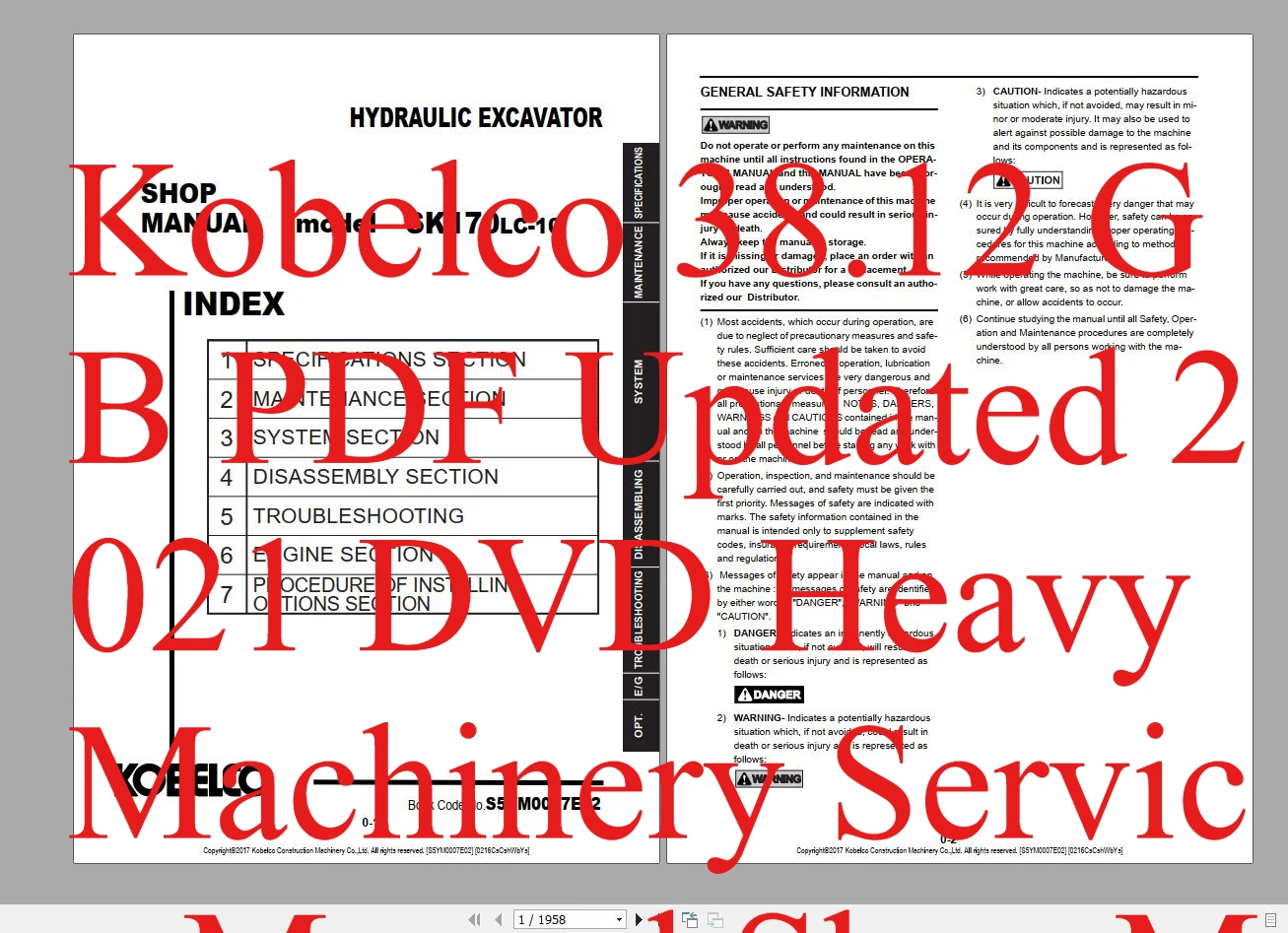 

AutoDVD Kobelco 38,12 ГБ PDF Обновленный DVD 2021 года Руководство по обслуживанию тяжелых машин Руководство по магазине