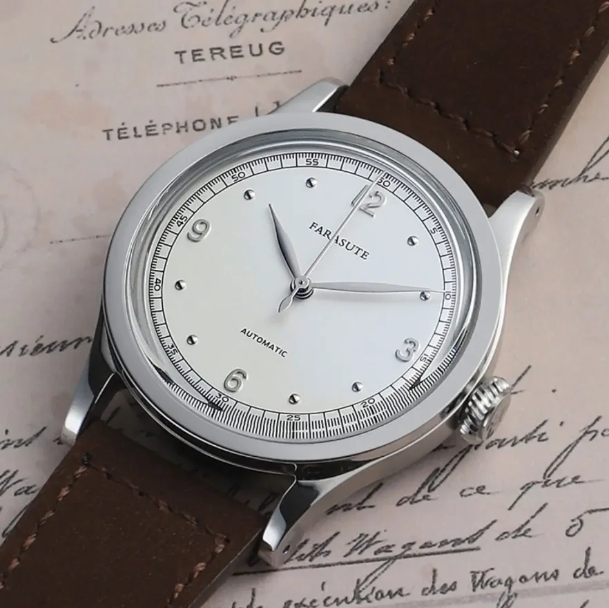 FARASUTE Men Automatic Watch Pilot 38mm Mechanical Wristwatch Arched Sapphire Mirror Miyota 821A