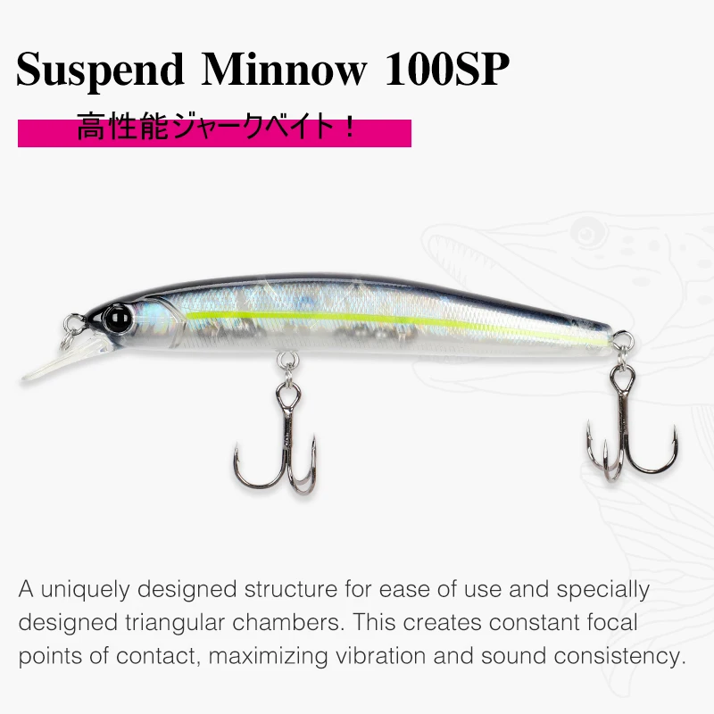 TSURINOYA Lure DW70 Suspending Jerkbait Fishing  Minnow 100SP 100mm 9.5g Pike Bass Lure Hard Bait Wobbler Crankbait Pesca Isca