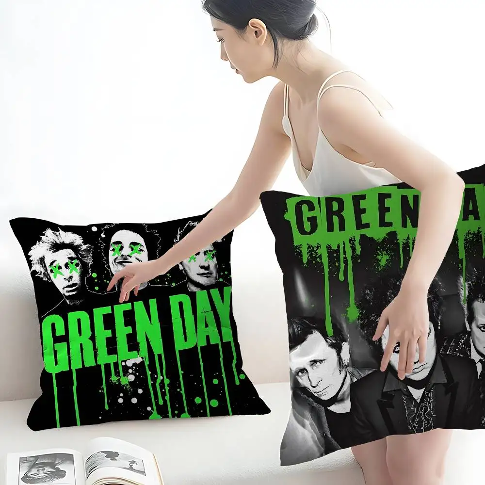 Green Day Rock Band Pop Singer Cushion Cover Polyester Sofa Cushions Decorative Throw Pillows Home Decoration Pillowcover