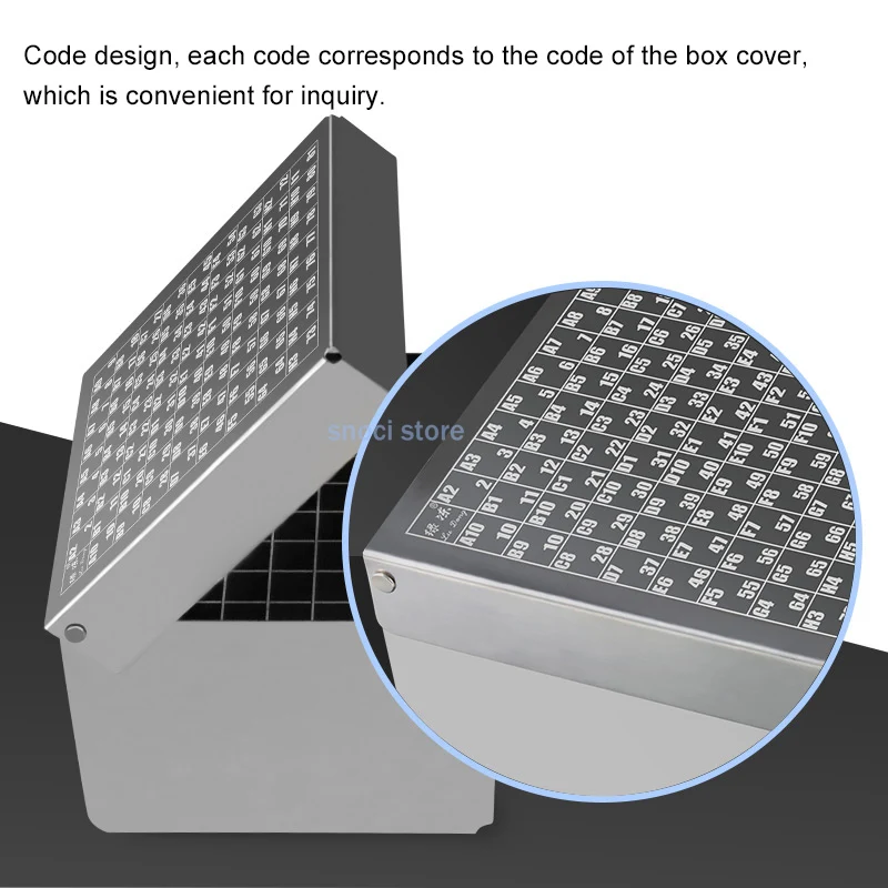 صندوق الفريزر أنبوب التجميد مختبر تجربة صندوق ل 2 مللي/5 مللي صندوق فريزر كريوتيوب من الفولاذ المقاوم للصدأ مع ثقب النيتروجين السائل ، 81 ثقوب #5