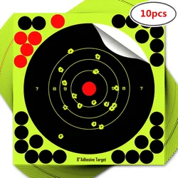 10pcs/pack Fluorescent Green Splash Flower Target 8Inch Adhesive Indoor Reactivity Shoot Target Aim For Rifle / Pistol Binders