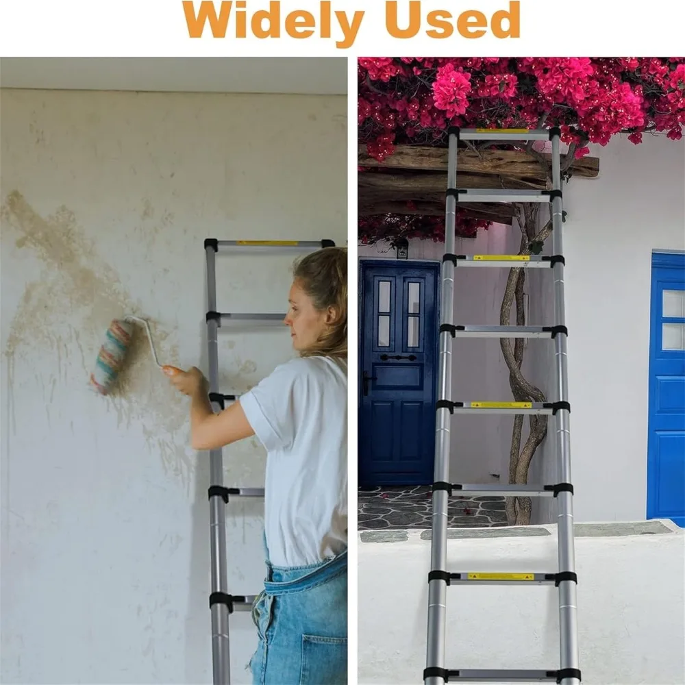سلم تمديد تلسكوبي 10.5 قدم، سلالم ألومنيوم تلسكوبية قابلة للطي مع خطافات، خطوة سلم خفيفة الوزن قابلة للطي للمركبات الترفيهية #5