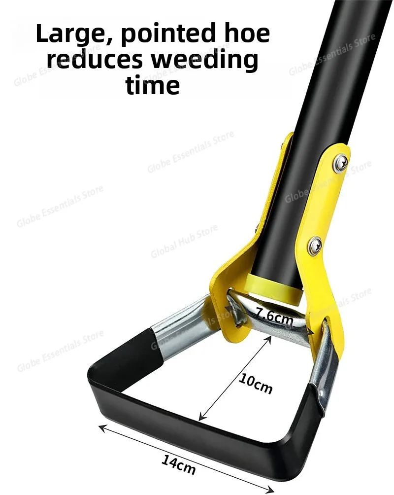 Garden Hoe Tool Stainless Steel Sharp Stirrup Loop Weeding Tool Triangle Head Weeding Hoe with Long Handle Ergonomic for Garden