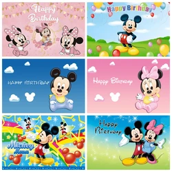 Disney Mickey Mouse Party Backdrops Minnie Mouse Background Wall Baby Shower Kids Birthday Party Decoration Photobooth Vinyl